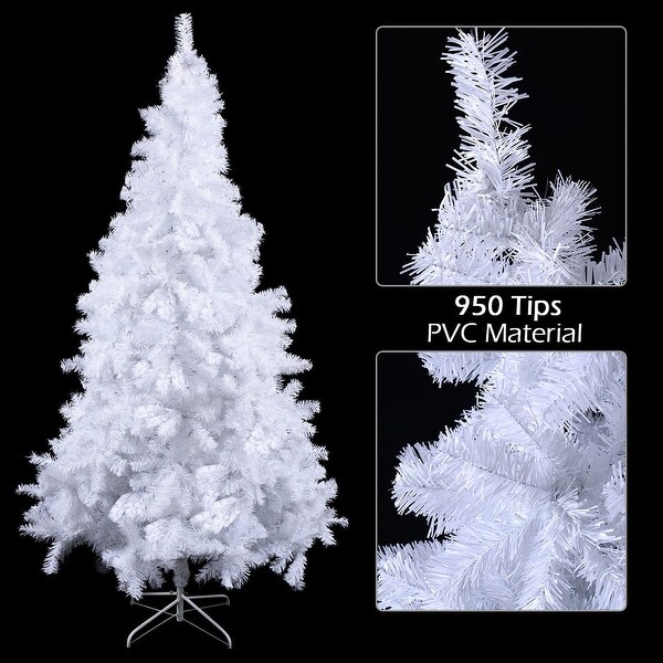 Costway 5Ft/6Ft/7Ft/8Ft Artificial PVC Christmas Tree W/Stand Holiday