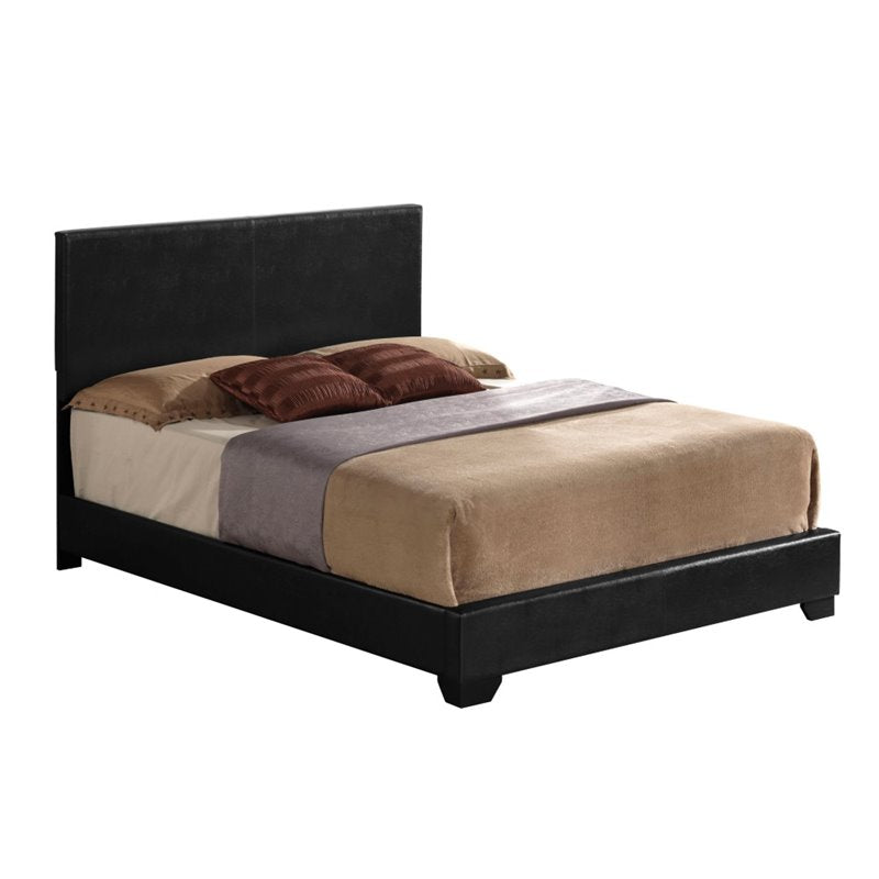 Allora Faux Leather King Panel Bed in Black