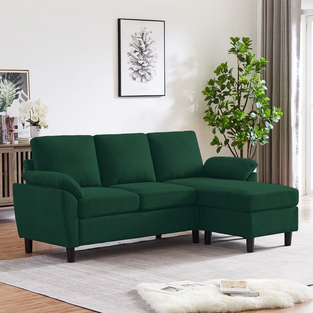 Modern Sectional Sofa Couch L Shaped with Removable Armrest  Convertible Couch with Reversible Ottoman for Living Room