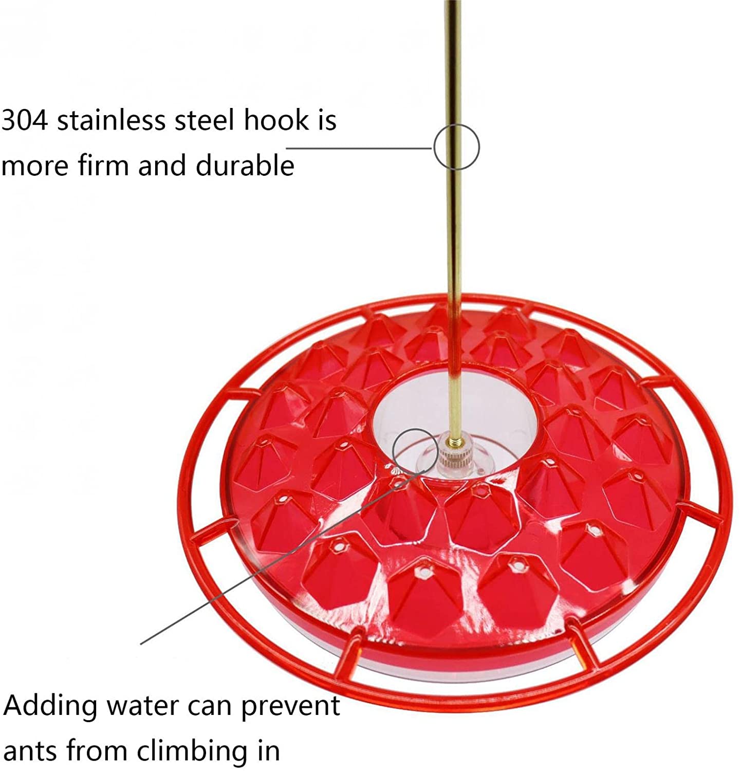 Hummingbird Feeders for Outdoors Applies to All Birds，Leak-Proof Hummer Bird Feeder Outside，Easy to Clean and Fill(Red)