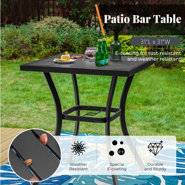 MAISON ARTS 3/5Piece Patio Bar Stool Set of 1 Bar Table and 2/4 Textilene Swivel High Bar Stools