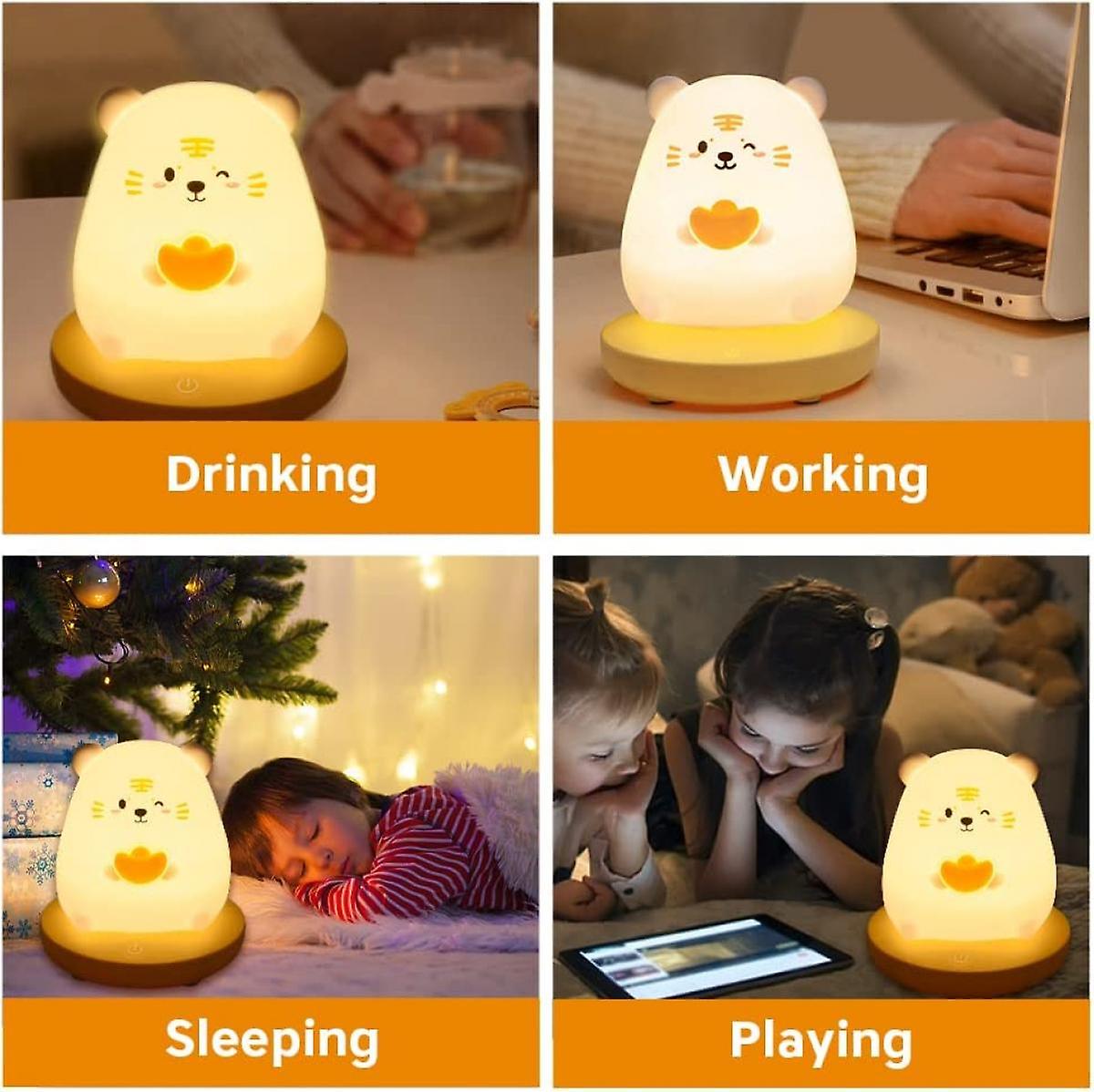 Cute Panda Night Light Soft Silicone Night Light With Touch Sensor，usb Rechargeable Bedside Lamp For Room Desk Decor Birthday (tiger)