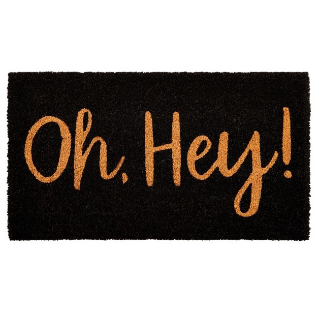 Juvale Oh Hey Natural Coco Coir Cute Welcome Door Mat For Front Door Home Decor Black 17 X 30 Inches