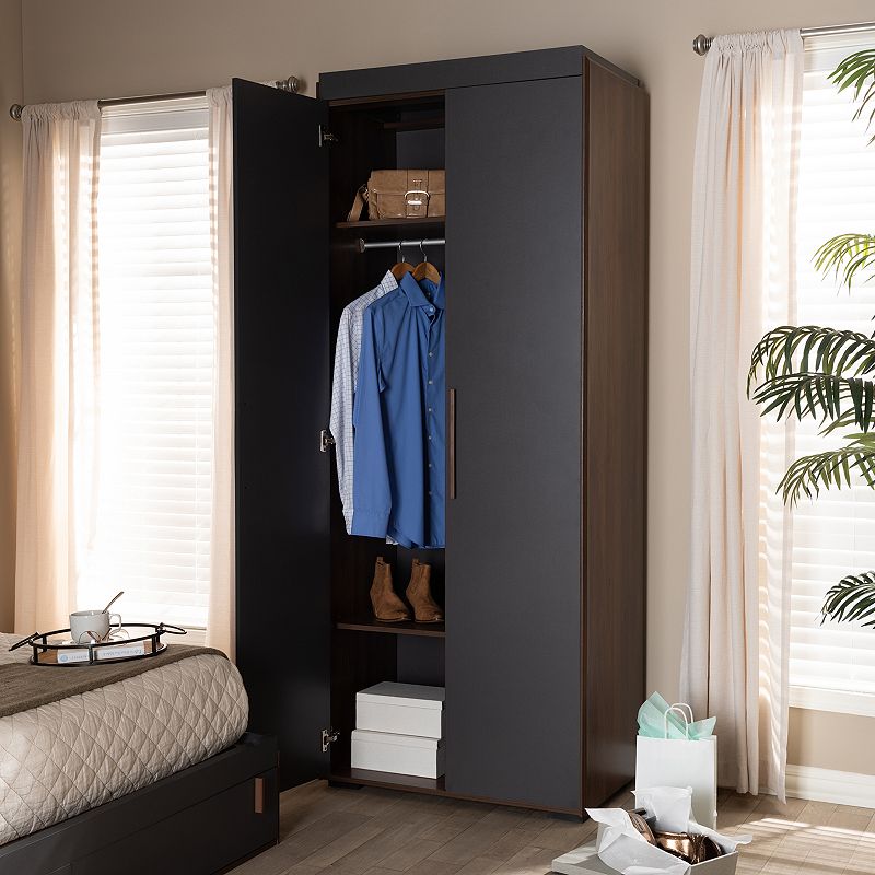 Baxton Studio Rikke Charcoal Wardrobe