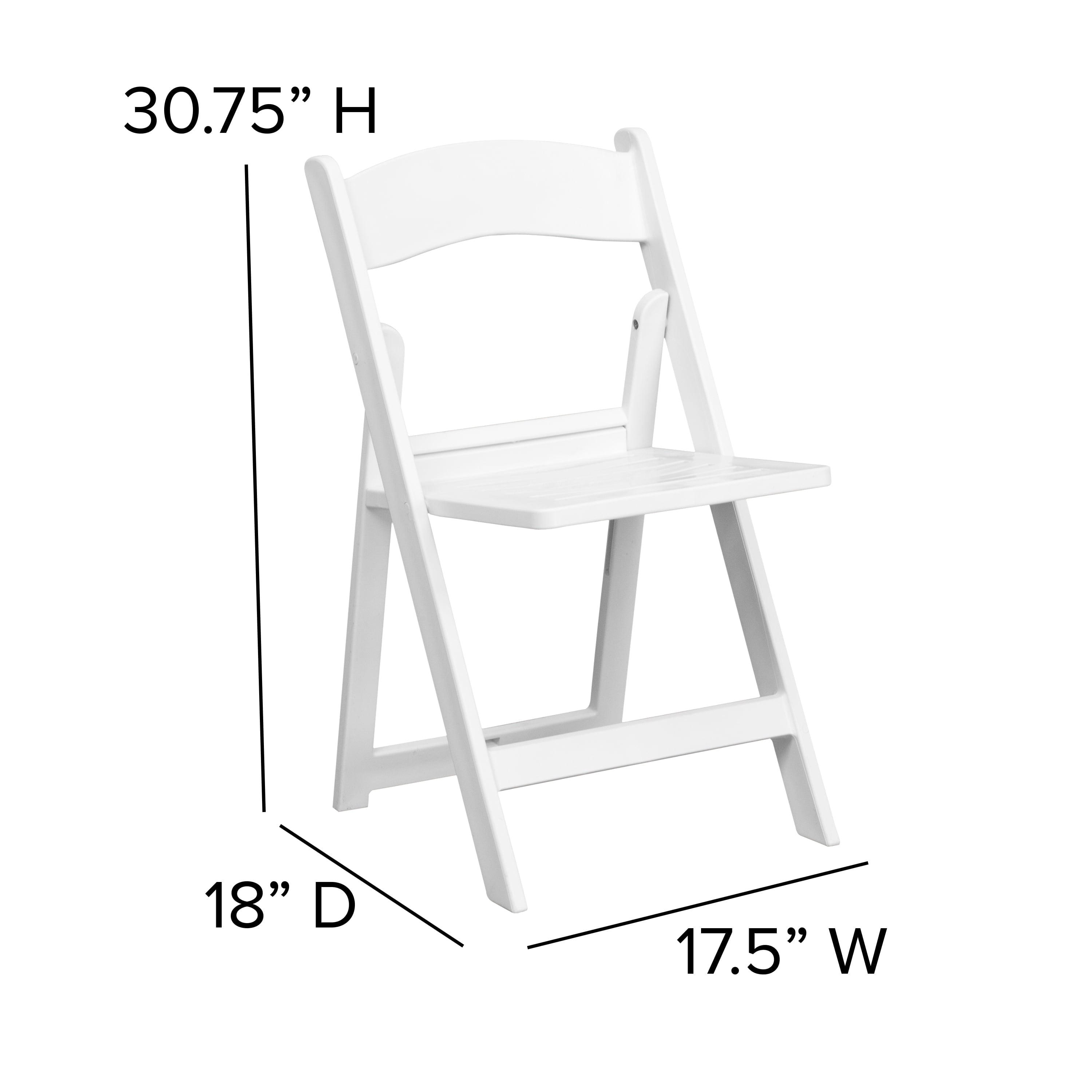 Emma + Oliver 2 Pack White Resin Slatted Party & Rental Folding Chair Indoor Outdoor