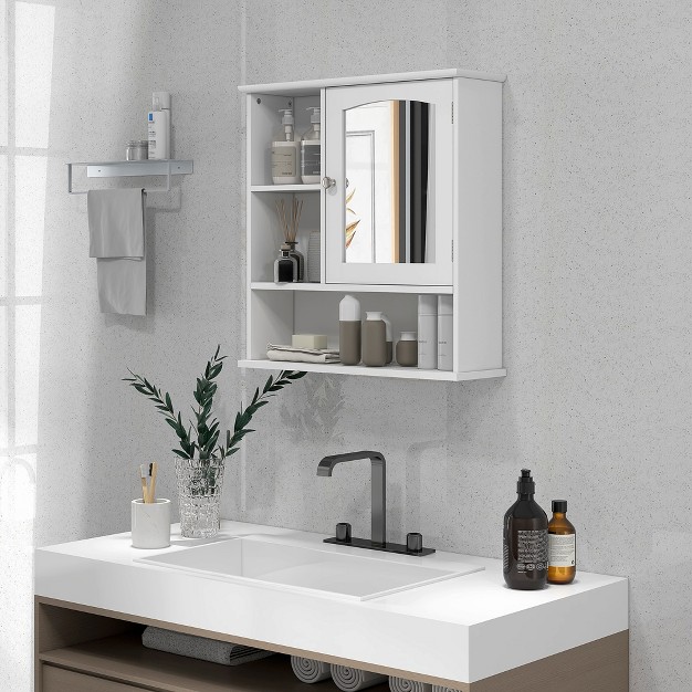 Kleankin Bathroom Medicine Cabinet With Mirror Wall mounted Bathroom Cabinet With Adjustable Shelf For Living Room And Laundry Room