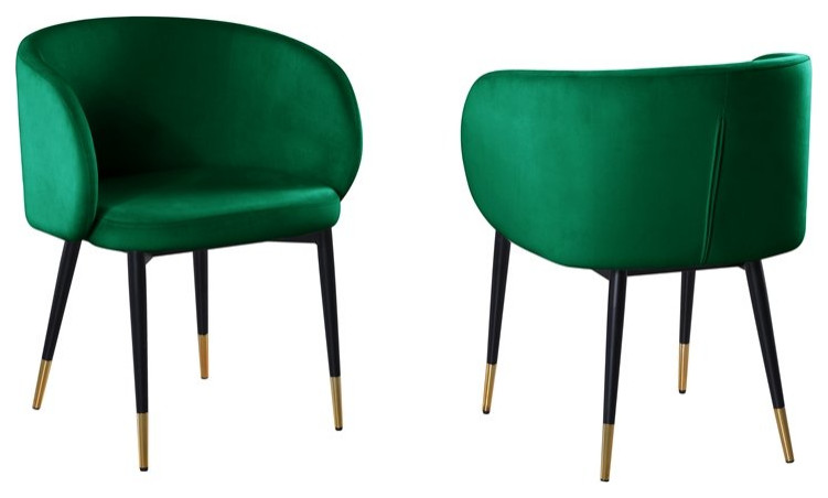 Hemingway Velvet Upholstered Side Chair in Green   Midcentury   Dining Chairs   by Homesquare  Houzz