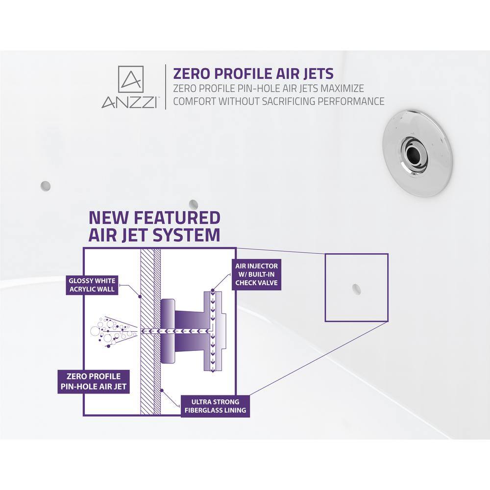 ANZZI Sofi 67.375 in. Acrylic Flatbottom Whirlpool and Air Bath Tub in White FT-AZ201