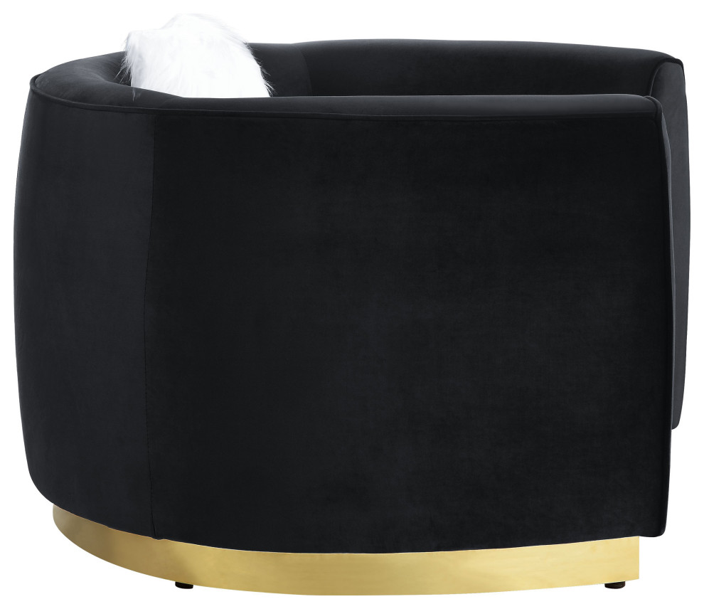 ACME Achelle Loveseat with 3 Pillows in Black Velvet   Contemporary   Loveseats   by Acme Furniture  Houzz