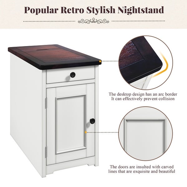 Livingroom End Table Sidetable Nightstand with USB Ports and Drawer