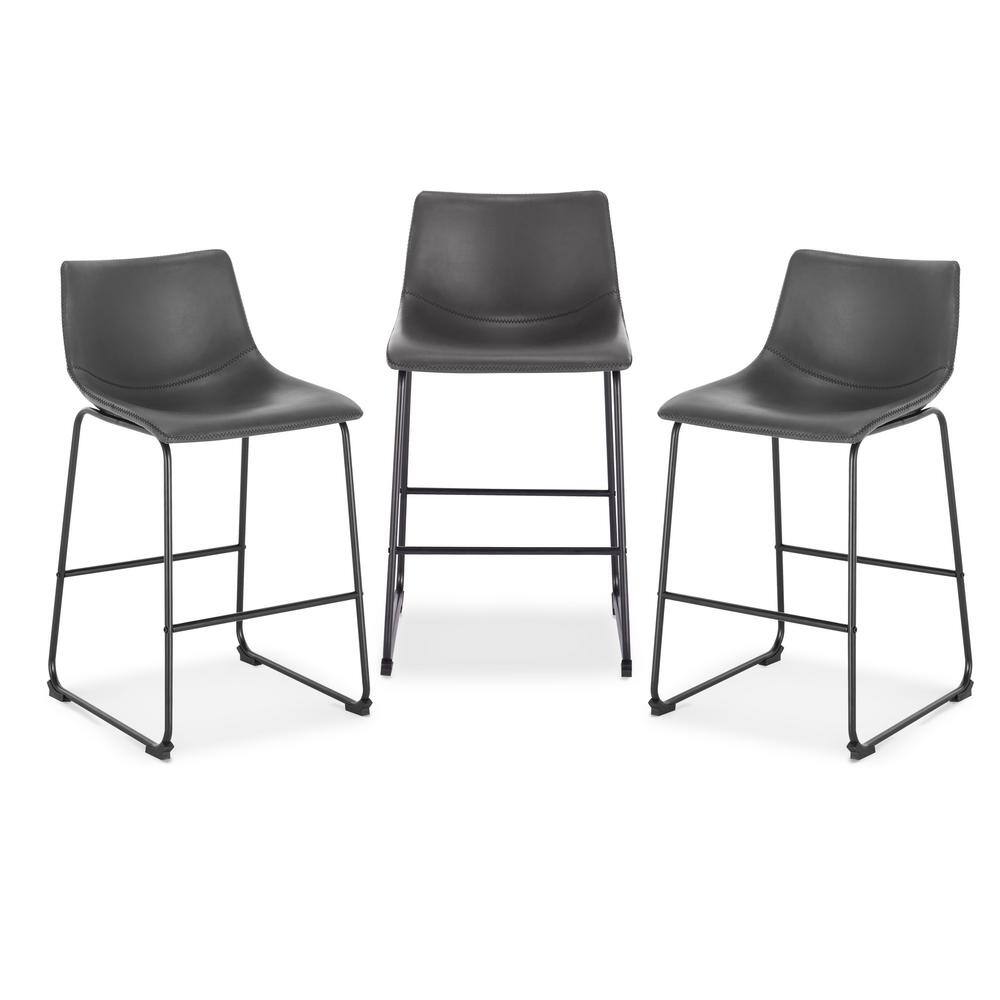 EDGEMOD Brinley Grey Counter Stool (Set of 3) HD-CS461-01-X3