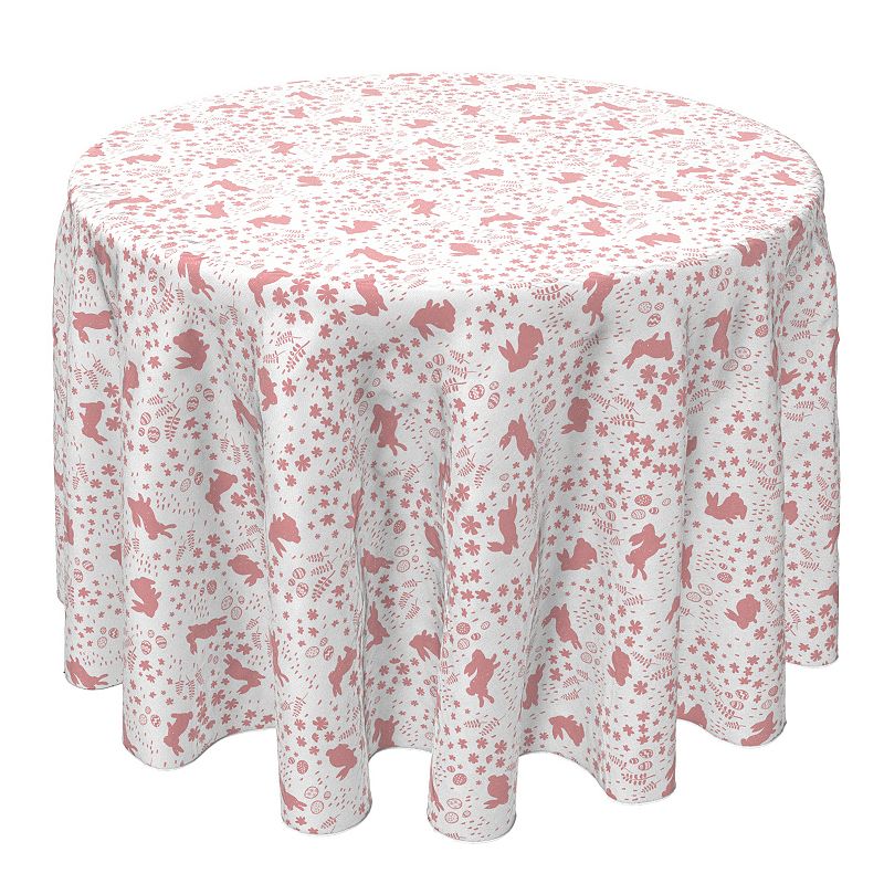 Round Tablecloth， 100% Cotton， 60 Round， Bunny Hop Garden