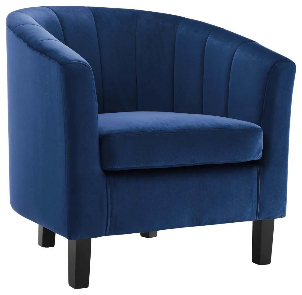 Zoey Navy Channel Tufted Performance Velvet Armchair   Modern   Armchairs And Accent Chairs   by Rustic Home Furniture Deco  Houzz