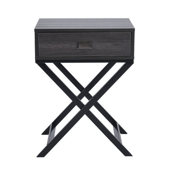 Homy Casa Industrial Style End Table with Drawer