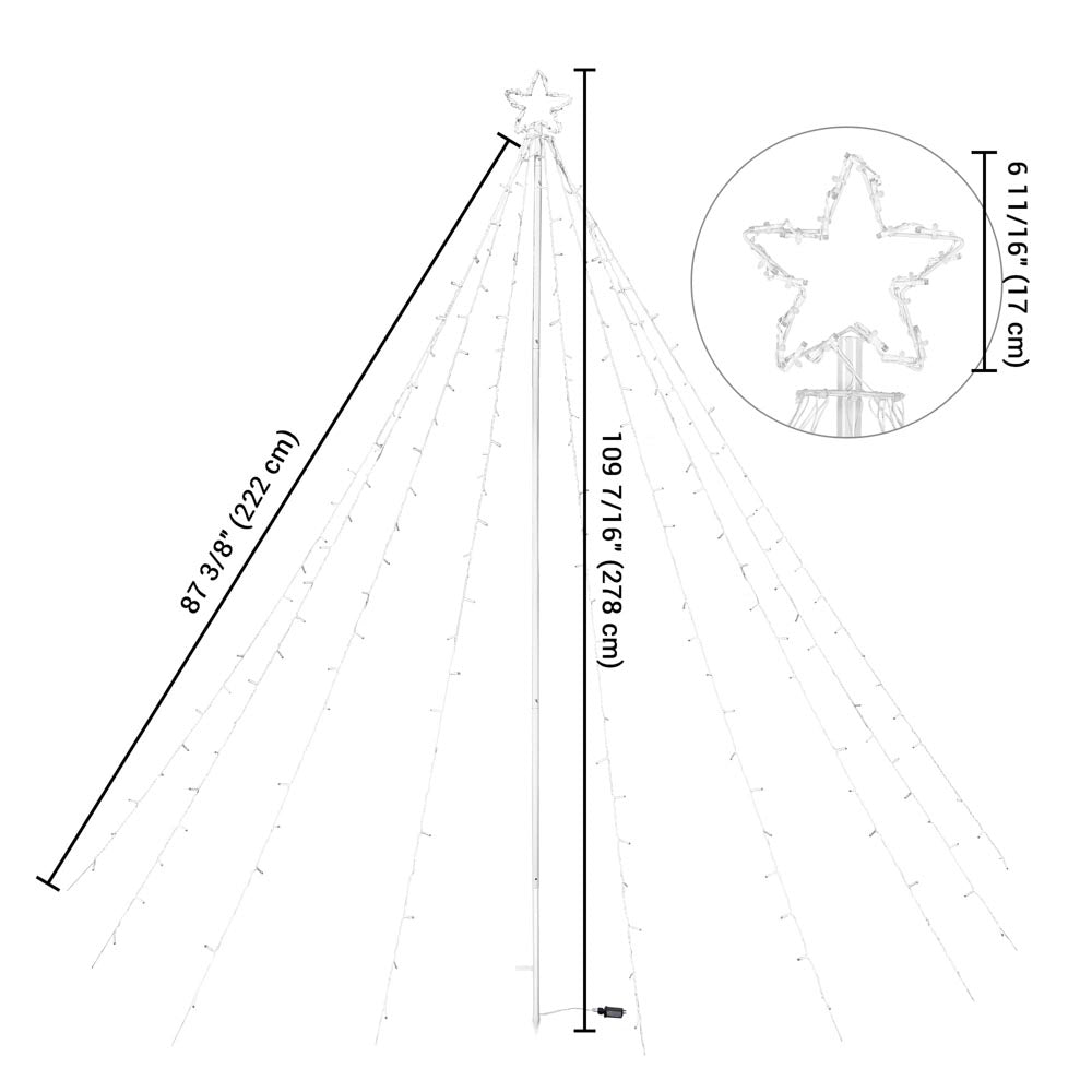 Yescom Christmas Tree Light 9 String Lights with Star & Pole