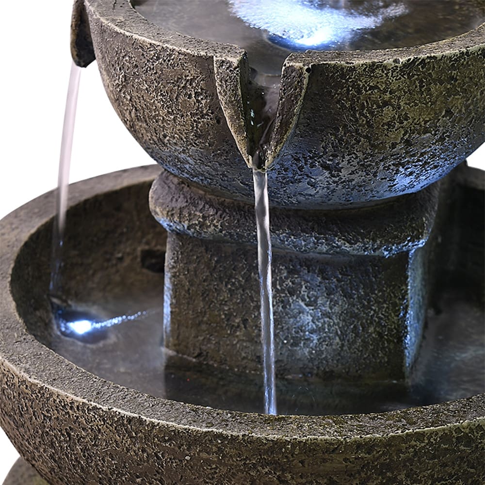 Outdoor Waterfall 3 tier Fountain with LED Light