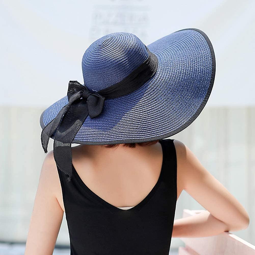 Women's Folable Floppy Hat，wide Brim Sun Protection Straw Hat， Summer Uv Protection Beach Cap