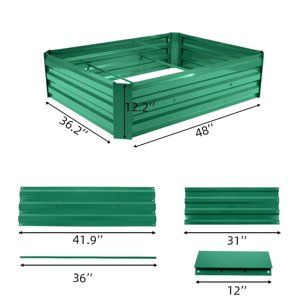 Ktaxon 48"L x 36"W x 12"H Iron Raised Garden Bed Green