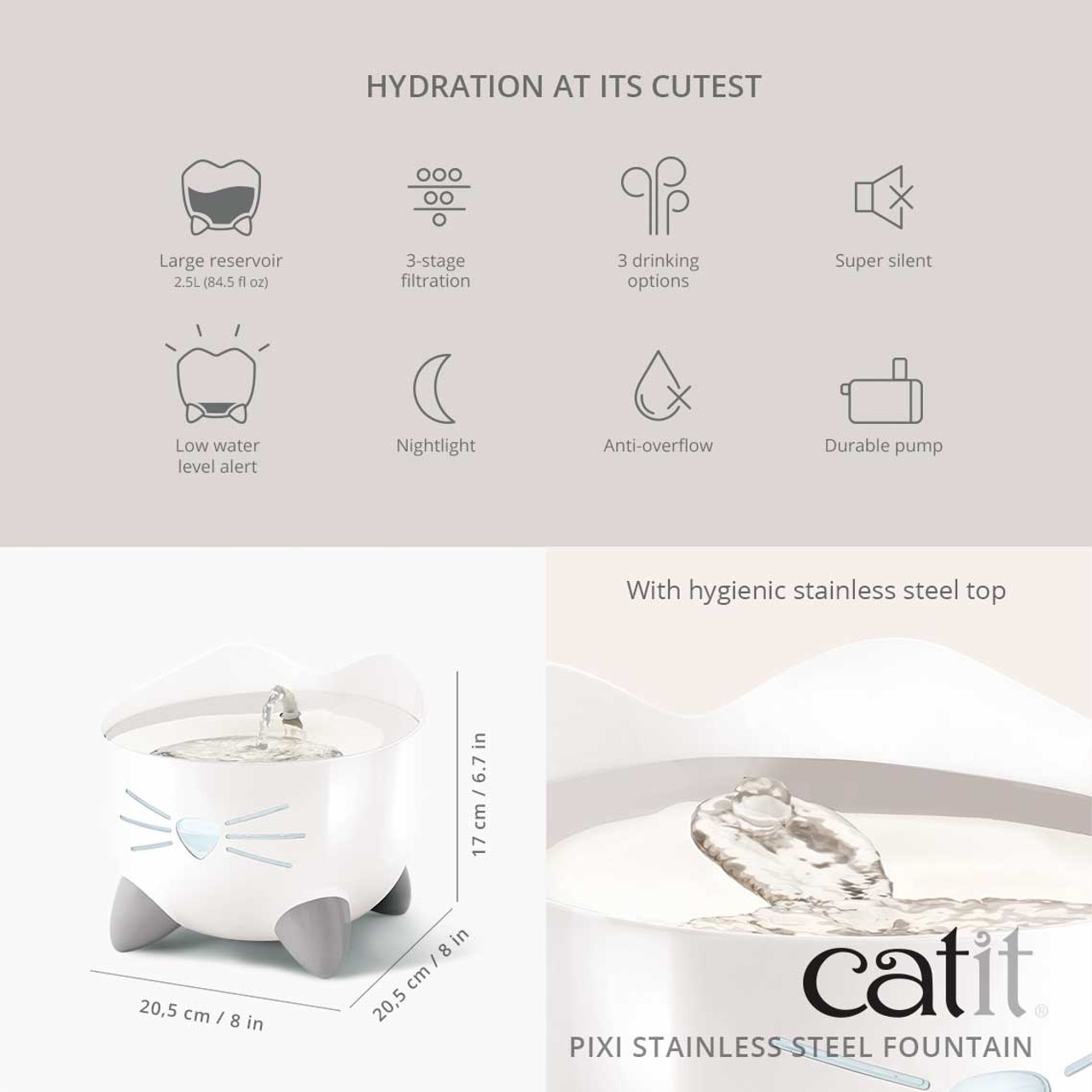 Catit Pixi Stainless Steel Fountain