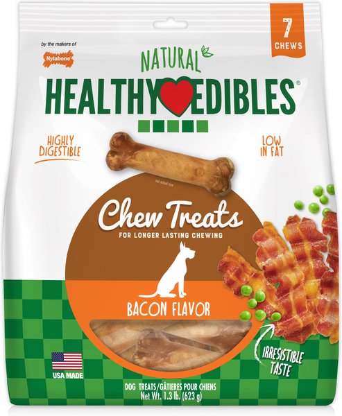 Nylabone Healthy Edibles Natural Long Lasting Bacon Flavored Dog Chews， Medium