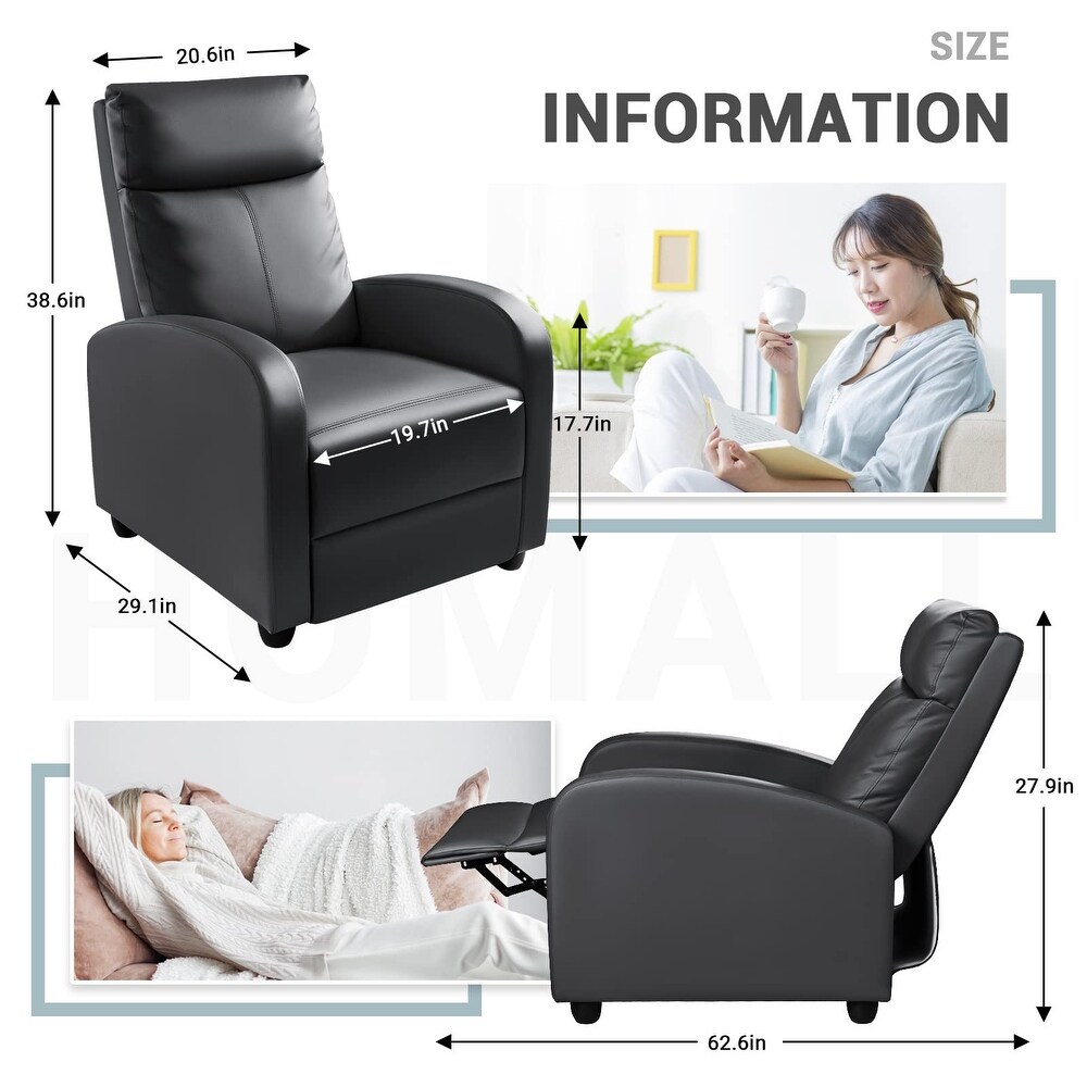 Recliner Chair  Recliner Sofa PU Leather for Adults  Recliners Home Theater Seating with Lumbar Support  Reclining Sofa Chair