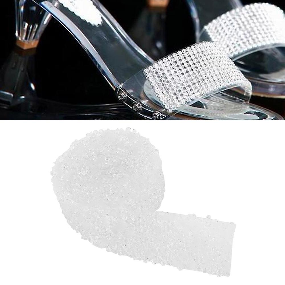 1yard 30mm Diamond Mesh Wrap Roll Sparkle Crystal Rhinestone Ribbon Decoration (white)