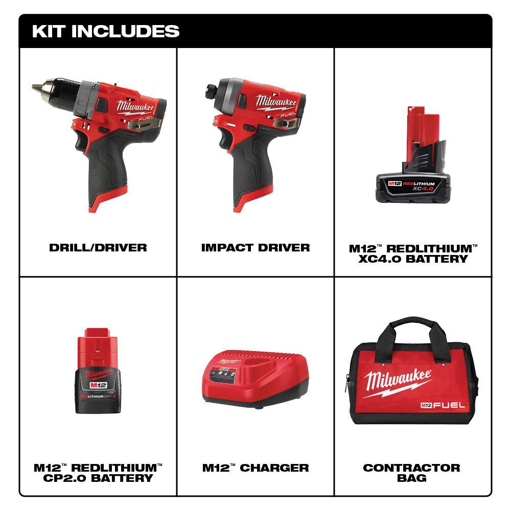 Milwaukee M12 FUEL 2 Tool Combo Kit: 1/2