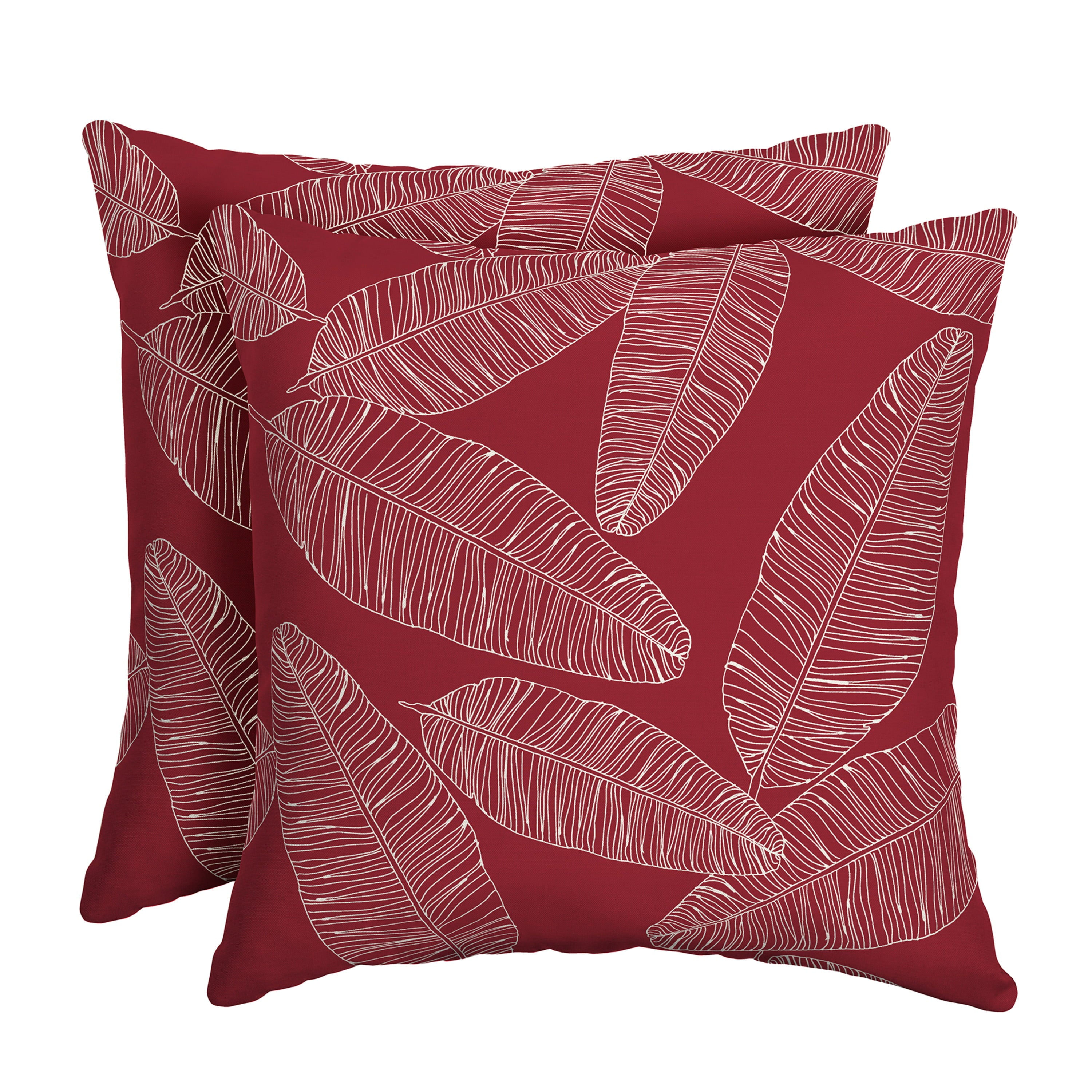 Arden Selections Outdoor Toss Pillow (2 Pack) 16 x 16, Red Leaf Palm