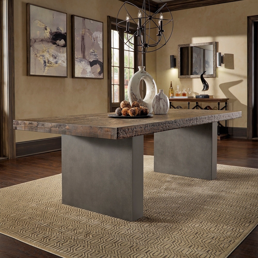 Blake Reclaimed Wood and Concrete Dining Table by iNSPIRE Q Artisan   Brown