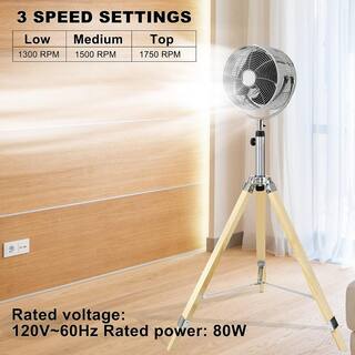 Amucolo Adjustable-Height 52 in. Tripod Pedestal Fan 3 Speed Adjustment Multiple Wide Angle Standing Fan DHS-CYHI-R010C