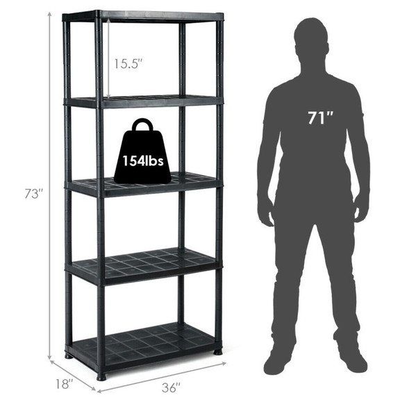 Costway 32085697 5 Tier Storage Shelving Freestand...