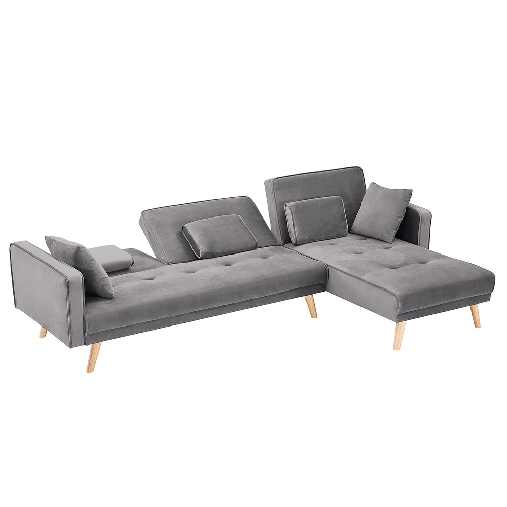 Sofa Bed  Convertible Sleeper Couch with Pillows L shaped Sectional Sofa Bed with Chaise