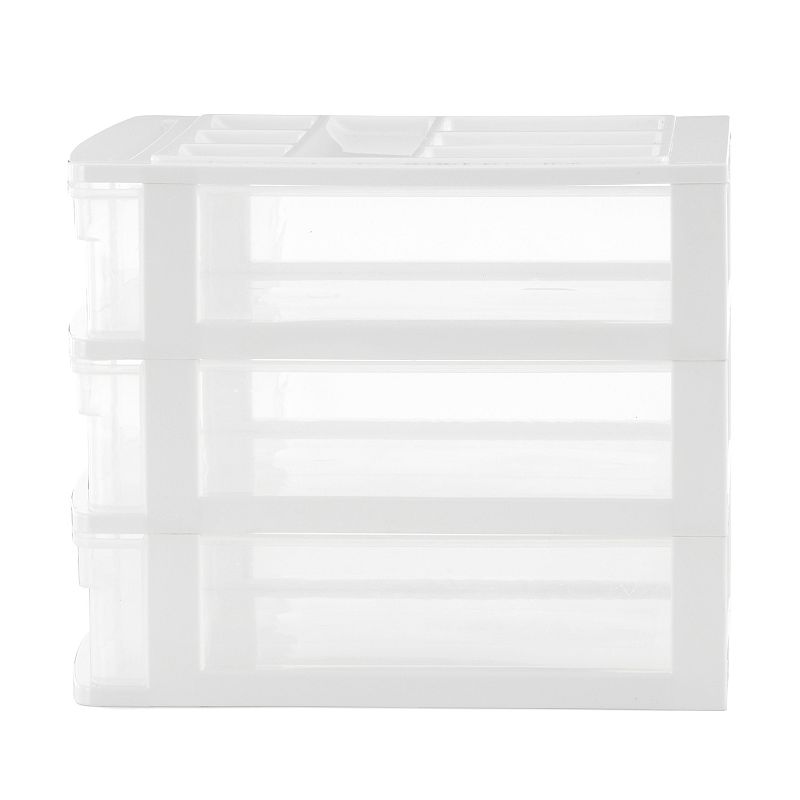 Gracious Living Mini 3 Drawer Desk and Office Organizer w/ Organization Top， White