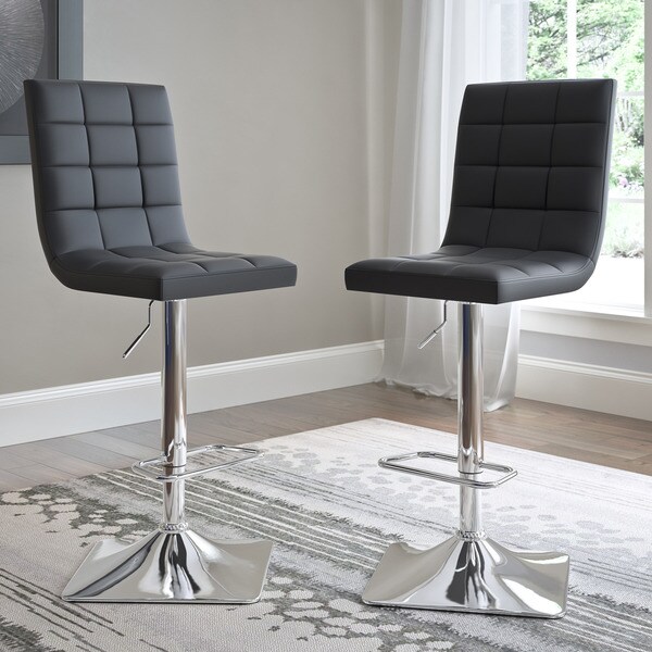 Porch and Den Puget Bonded Leather Adjustable Barstools (Set of 2)