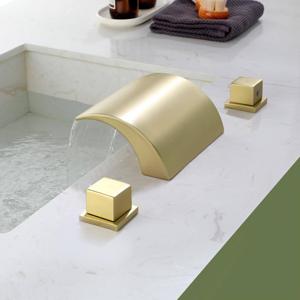 UKISHIRO 2-Handle Tub Deck-Mount Roman Tub Faucet in Brushed Gold SMD00JI220112003