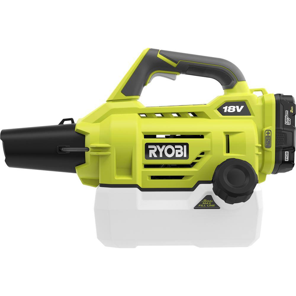 RYOBI ONE+ 18V Cordless Battery FoggerMister with 2.0 Ah Battery and Charger P2850