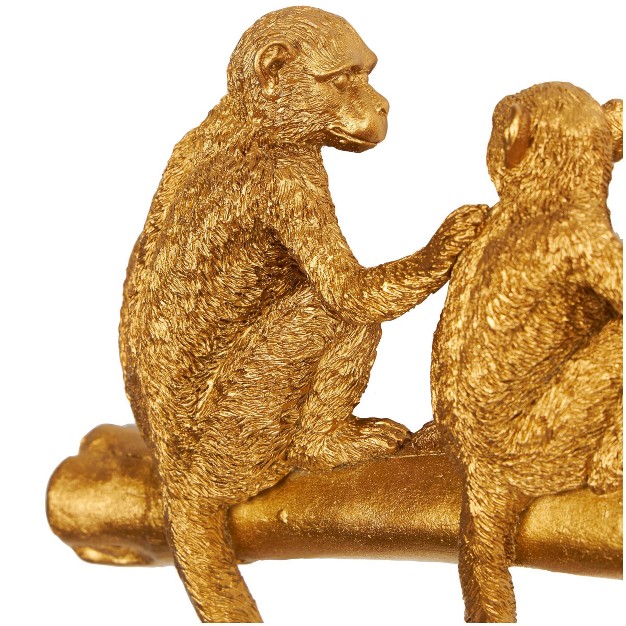 Polystone Monkey Textured 4 Hanger Wall Hook Gold Olivia amp May