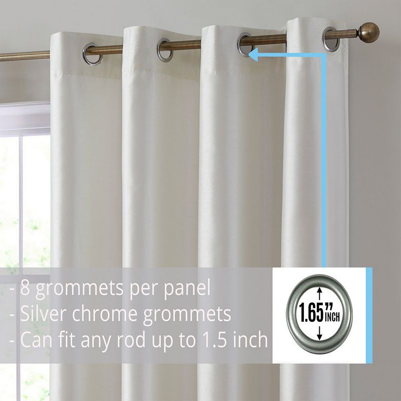 THD Duncan Faux Silk Semi Sheer Light Filtering Microfiber Lined Grommet Lightweight Window Curtains Drapery Bedroom， Dining Room and Living Room， 2 Panels