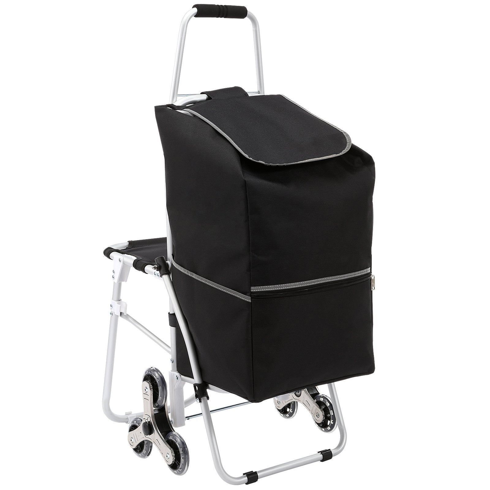 Sturdy 50L Foldable Shopping Stair Climbing Cart With Bag And Seat