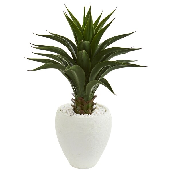 Agave Artificial Plant in White Planter