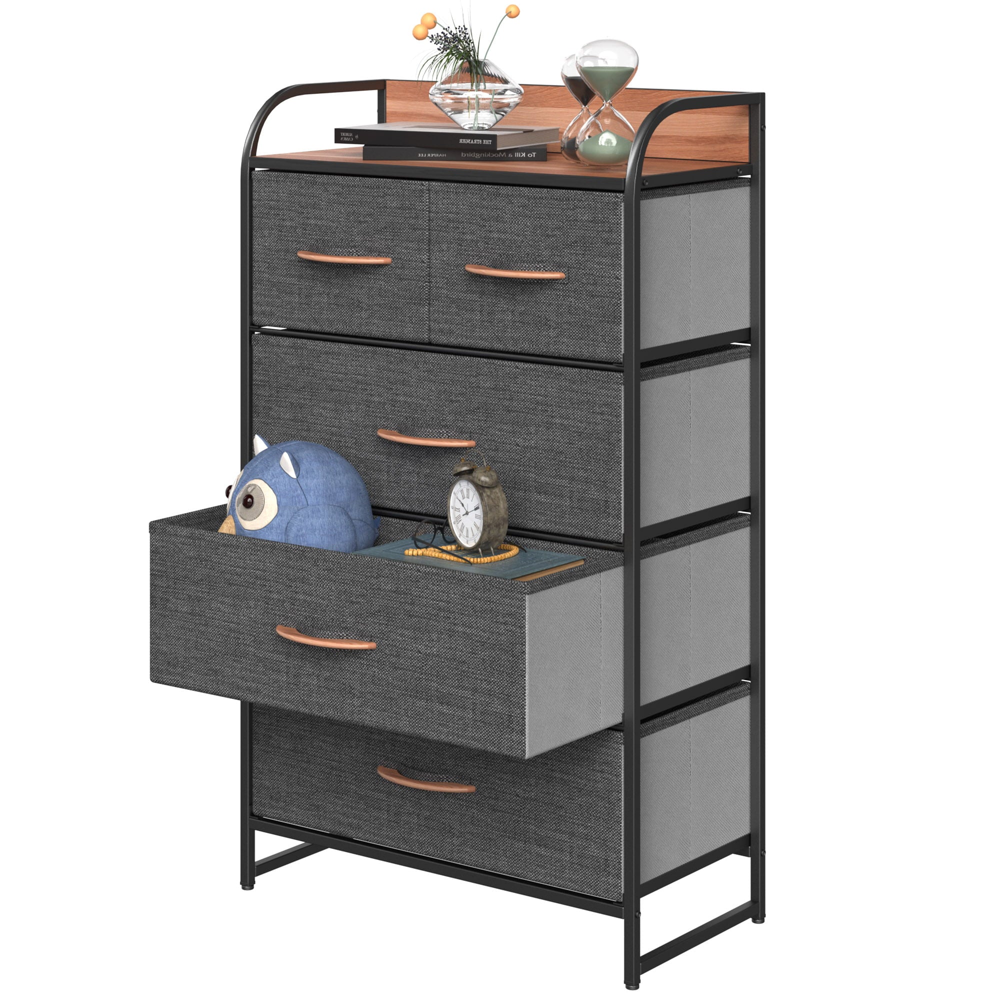 YITAHOME Modern 5 Drawers Gray Dresser Room Unit Organizer