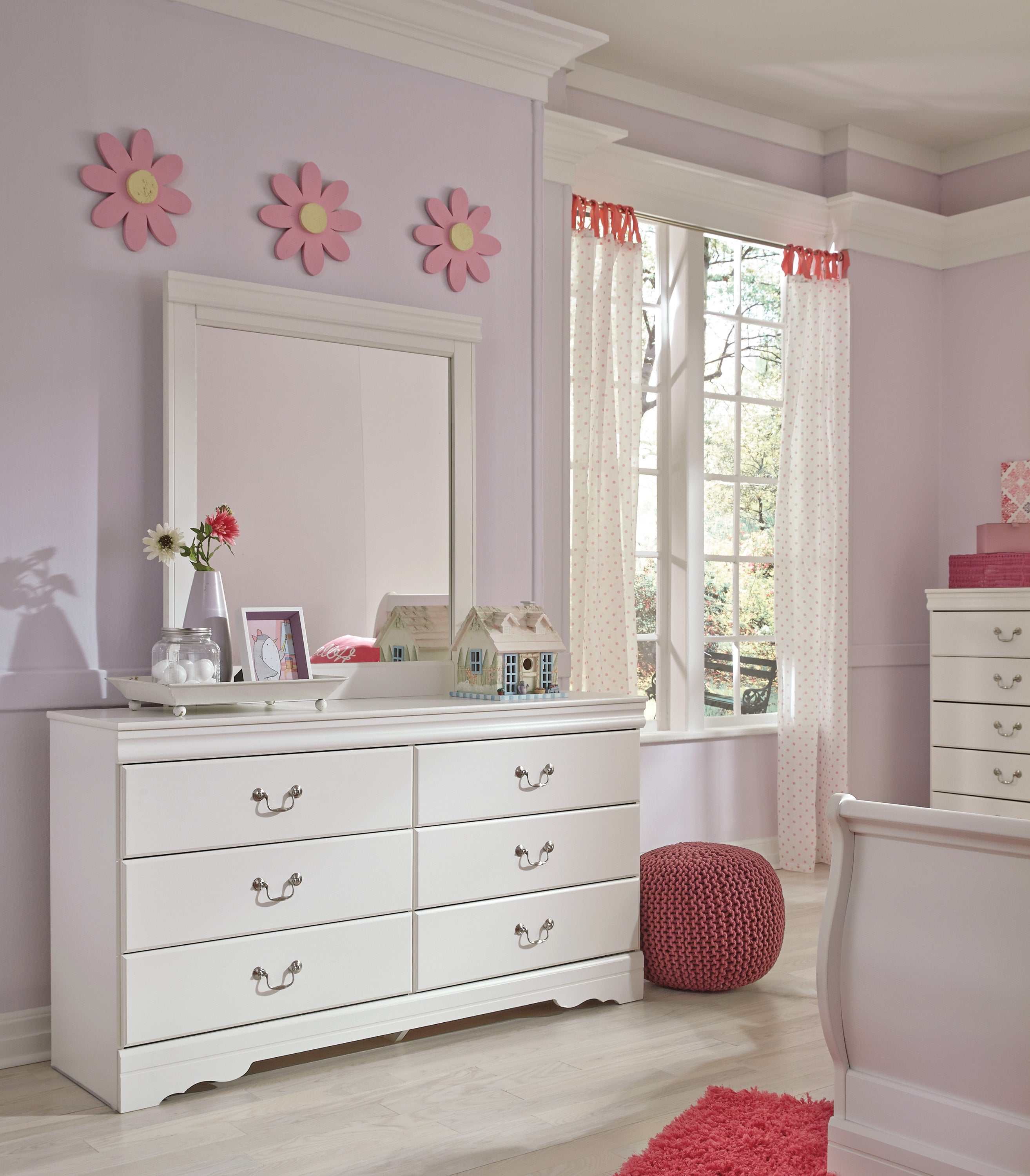 (Online Special Price) Anarasia White Dresser & Mirror