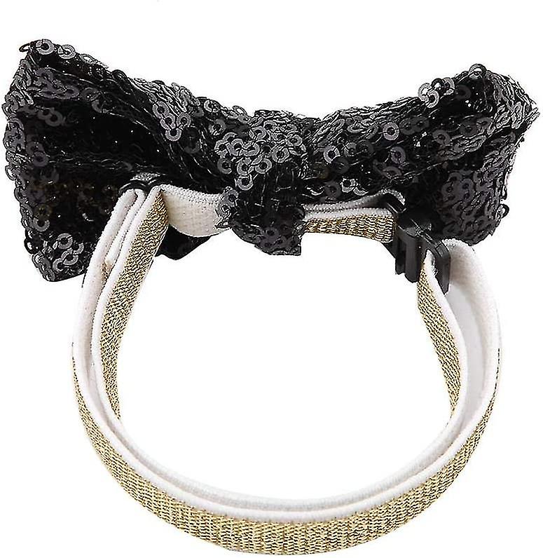 Dog Collar With Bow Tie， Heilwiy Fashionable Birthday Party Pet Dogs Cats Black Sequin Gift