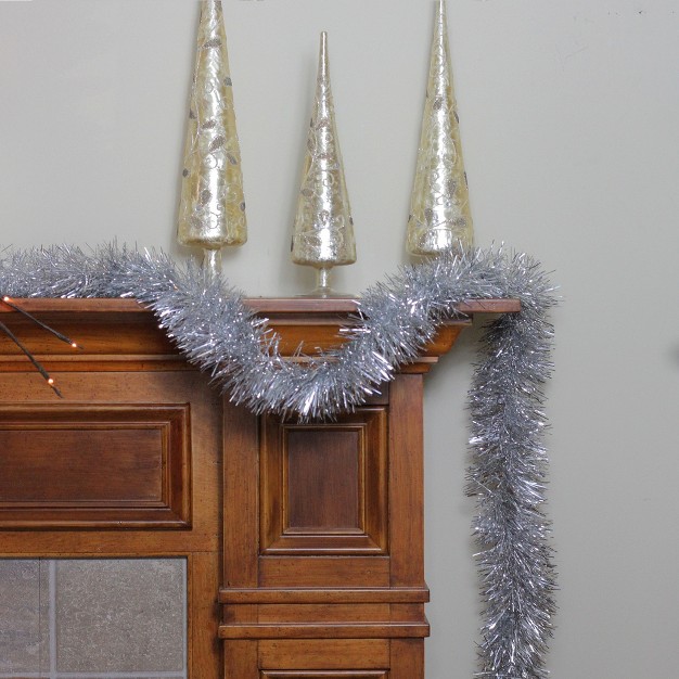 Unlit Shiny Silver 6 ply Foil Tinsel Christmas Garland