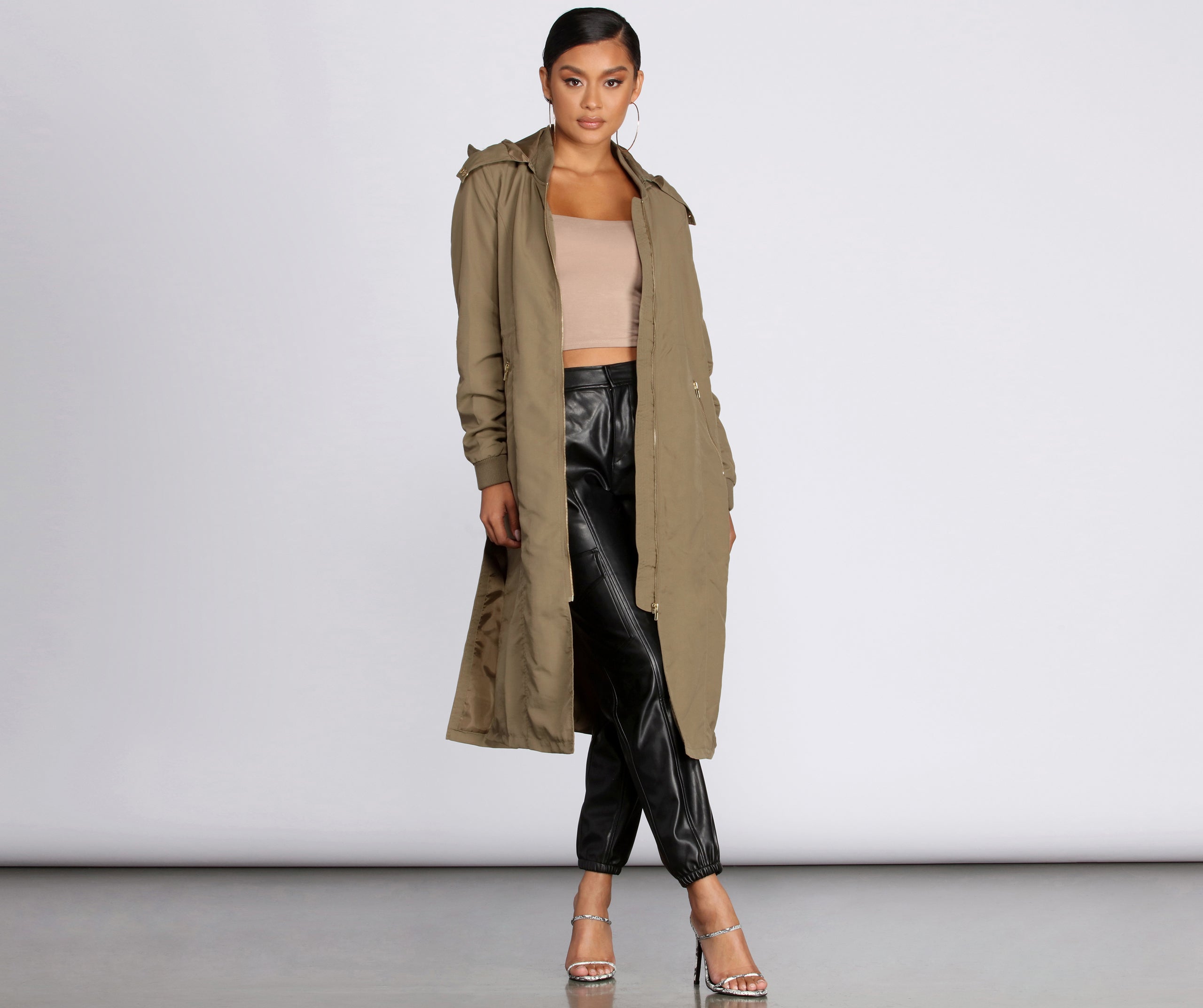 Long Hooded Bomber Jacket