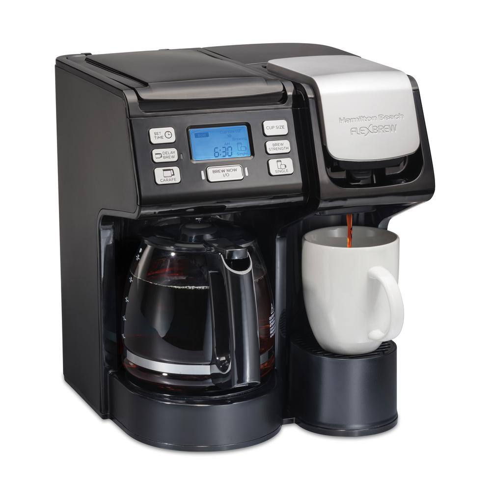 Hamilton Beach FlexBrew Trio 12-Cup Black Drip Coffee Maker with Single Cup Brewer 49902