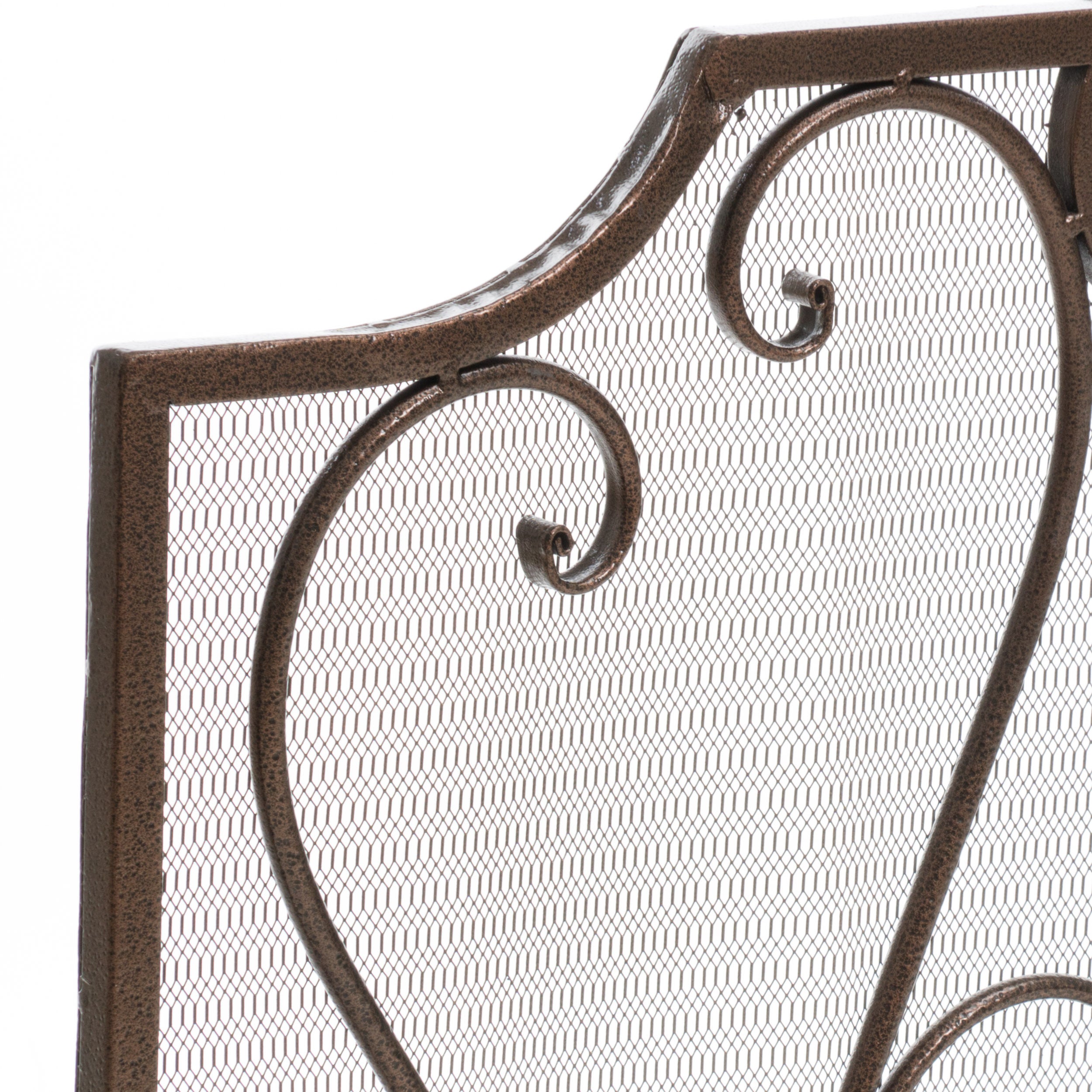 Adalia Black Brushed Gold Finish Wrought Iron Fireplace Screen