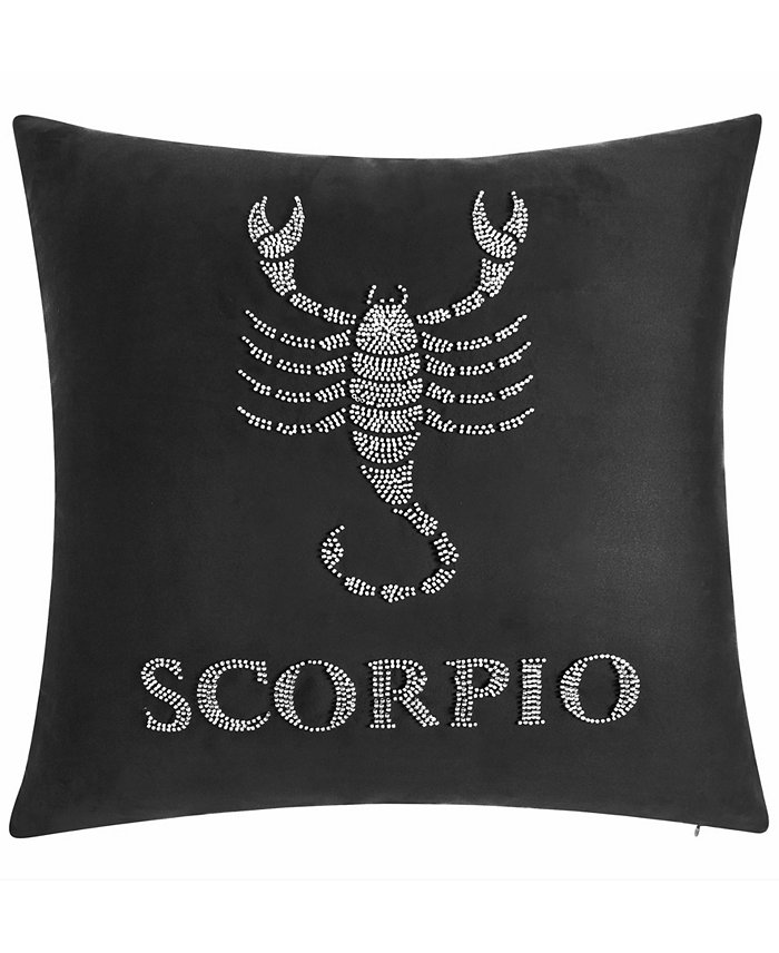 Edie@Home Velvet Beaded 'Scorpio' Decorative Pillow， 18