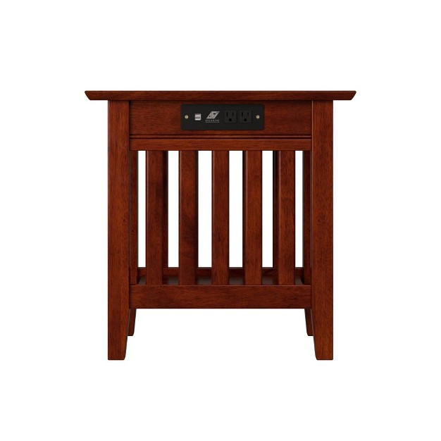 Mission Chair Side Table With Charger Walnut Afi