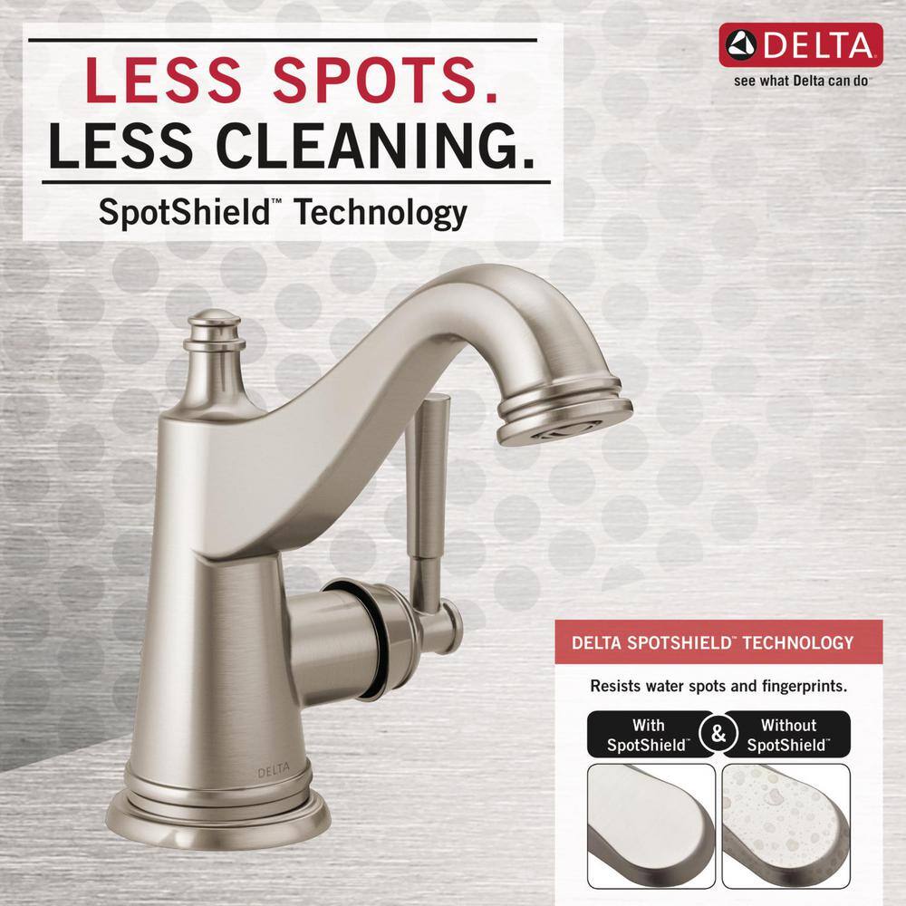 Delta Mylan Single Hole Single-Handle Bathroom Faucet in SpotShield Brushed Nickel 15777LF-SP